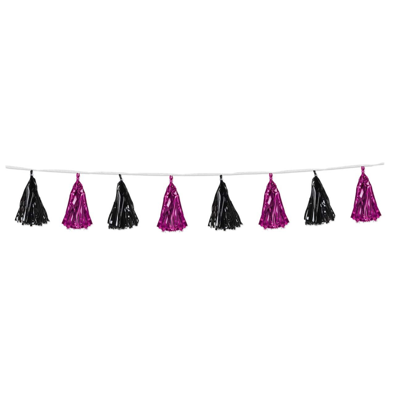 Beistle 8ft. Pink & Black Metallic Tassel Garlands, 2ct.